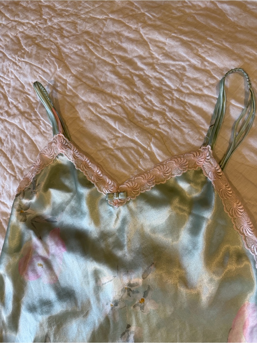 Dior Vintage Slip Dress Chemise Satin Floral Lace Pastels - Picture 5 of 9